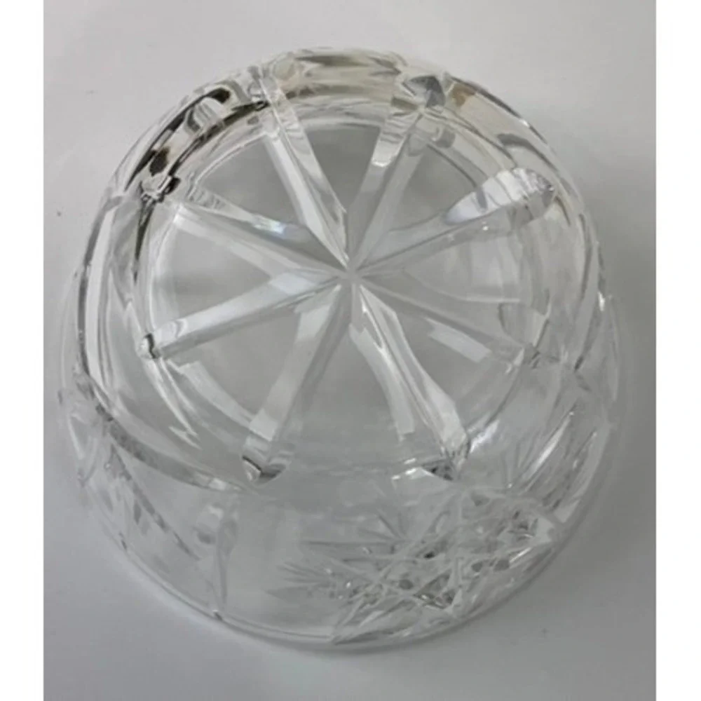 Vintage Style Cut Glass Bowl Starburst Etched Clear Heavy‎ Decorative Dish
